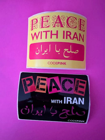 Peace With Iran Farsi Fitted Pink T-Shirt & 4 Free Stickers