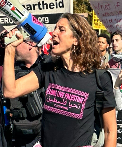 Long Live Palestine CodePink black T shirt