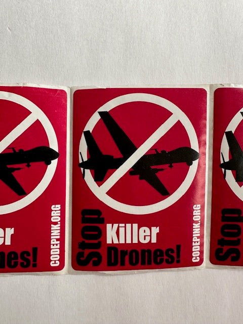 Red Stop Killer Drones Sticker Bundle