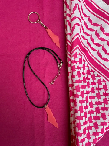 Bandana, Pink Palestine Necklace & Keychain Gift Bundle