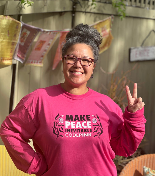 CODEPINK Make Peace Inevitable Pink Longsleeve shirt