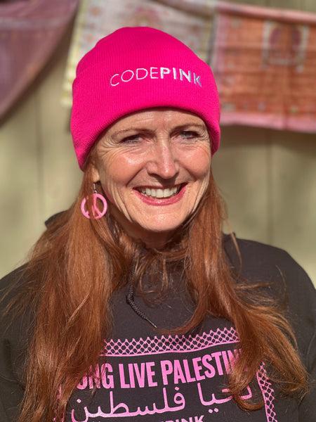 Hot Pink Knitted CODEPINK Beanie Hat