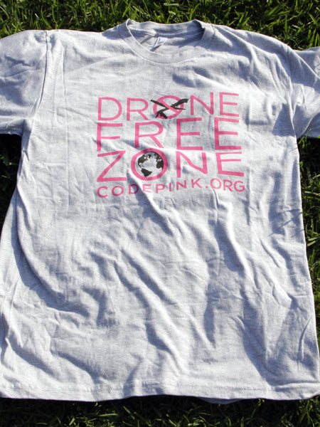 Gray Drone Free Zone Tee - CODEPINK